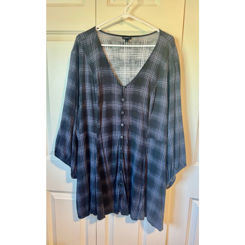 Torrid Sz 5 Plus Size Shirts Lot: 8 Blouses Plaid Floral Lightning Bolt Chiffon - Picture 9 of 16